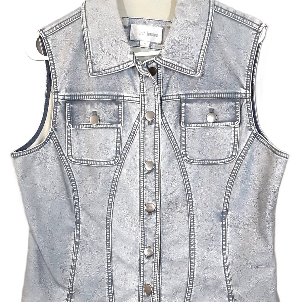 Erin London Woman's Vest Size MEDIUM, Faux Leather feel, Pockets
